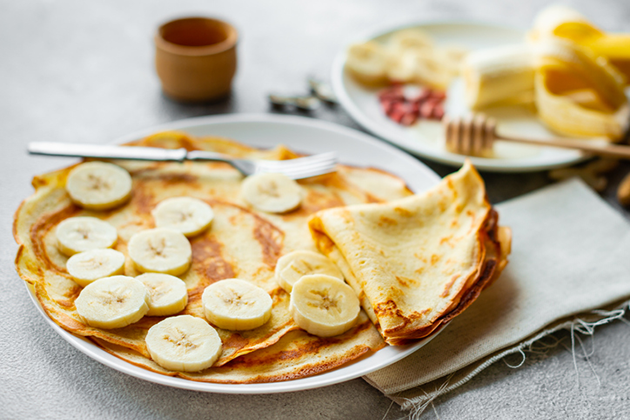 Harina de avena: creps dulces rellenas de plátano