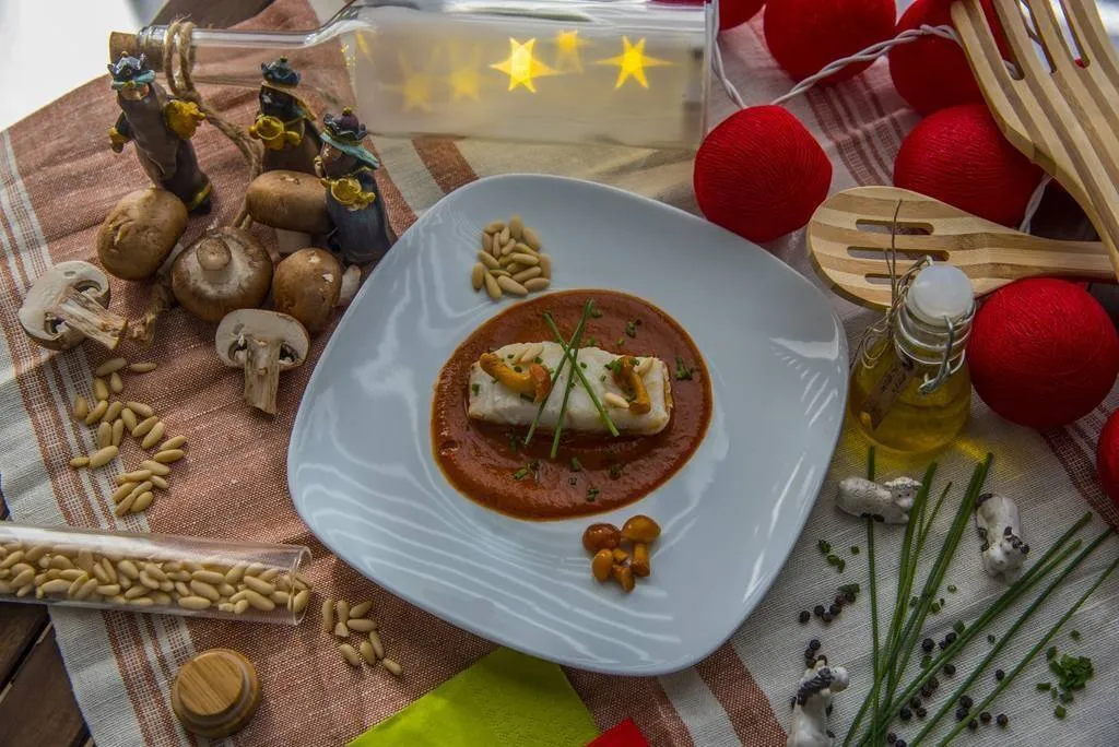 Receta de Navidad. Bacalao con setas 