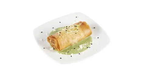 Cruixent de risotto amb crema d'espinacs i parmesà