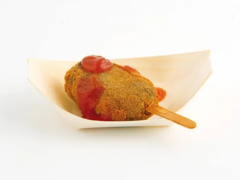 Magnum de botifarra Terregada, ceba caramelitzada i melmelada de tomàquet