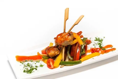 Piruleta de gamba amb cansalada viada de Rupit