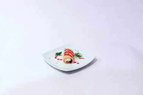Crep de Bacallà i Ceba Caramelitzada i Melmelada de Pebrot
