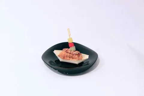 Pasta de Full Farcit de Pernil amb Melmelada de Cervessa i Meló Tricolor