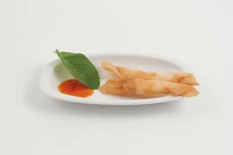 Llagostí amb massa de cruixent i salsa picant