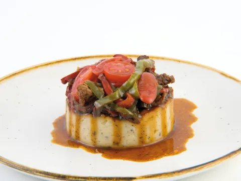 Chop suey de vedella amb parmentier