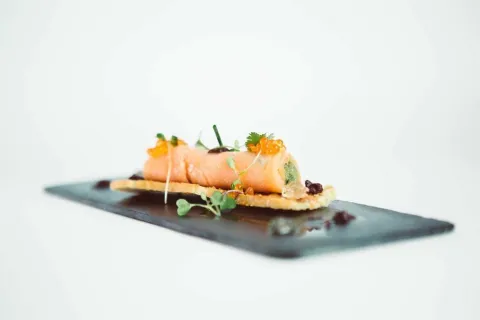 Rotllet de salmó amb guacamole i brots tendres