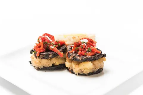Oreo de morcilla de Burgos y reineta