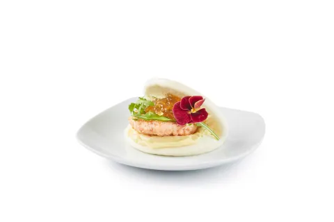 Fish burguer de salmón con pan bao