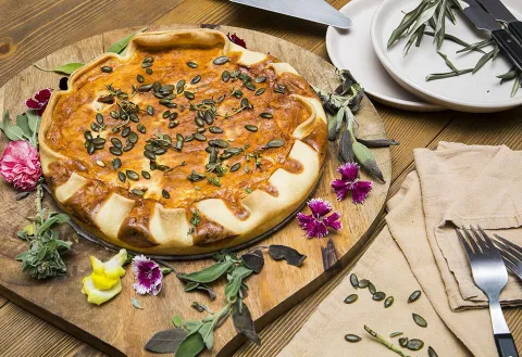 Quiche de carabassa amb formatge de cabra